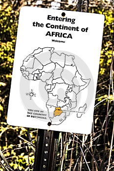 Entering the Continent of Africa sign on a zoo trail