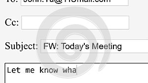 Entering Forwarding Email Body Online Box. Send Forwarded Communication to Recipient by Typing E-Mail on Website. FW Type Letters.