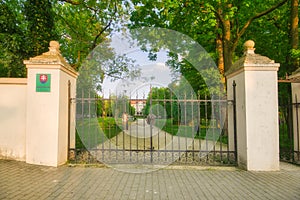 Entering gate to the park in Nova Ves nad Zitavou village