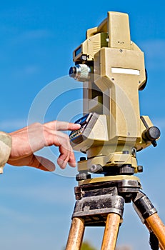 Entering information into theodolite