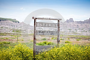 Entering Pine Ridge Indian Reservation, South Dakota, USA