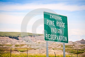 Entering Pine Ridge Indian Reservation, South Dakota, USA