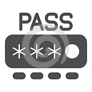 Entering secure password solid icon, hacker attacks concept. Vector graphics. Password input form sign on white