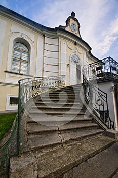 Entering stairway to Planinka former hunting chateau
