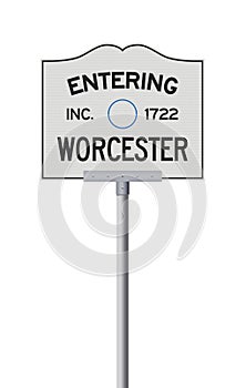 Entering Worcester road sign