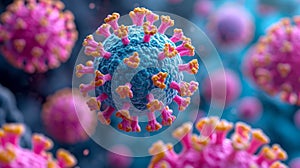 Enterovirus D68 under a Microscope AI Generated photo