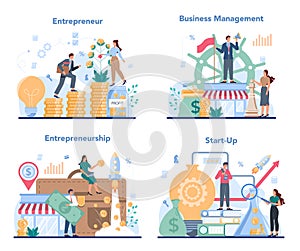 Enterpreneur concept set. Idea of business strategy and professional