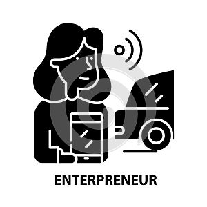 enterpreneur icon, black vector sign with editable strokes, concept illustration