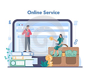 Enterpreneur online service or platform. Idea of business