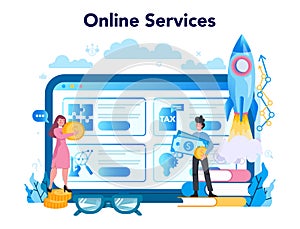 Enterpreneur online service or platform. Online webinar or consultation