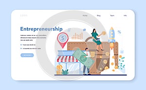 Enterpreneur web banner or landing page. Idea of business