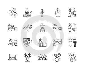 Enterprice agency line icons, signs, vector set, outline illustration concept