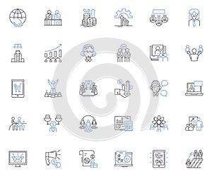 Enterprise platform line icons collection. Scalability, Efficiency, Integration, Automation, Performance, Collaboration
