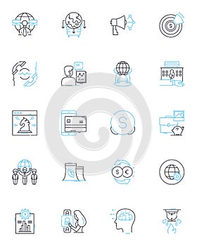 Enterprise Progress linear icons set. Innovate, Transform, Growth, Optimize, Modernize, Advance, Develop line vector and