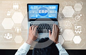 Enterprise Resource Management ERP software system for business resources plan