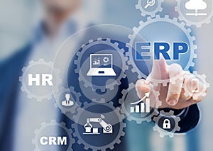 Enterprise Resource Planning ERP and business process management technology concept