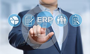 Enterprise Resource Planning ERP Corporate Company Management Business Internet Technology Concept