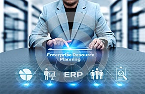 Enterprise Resource Planning ERP Corporate Company Management Business Internet Technology Concept