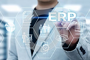 Enterprise Resource Planning ERP Corporate Company Management Business Internet Technology Concept