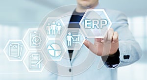 Enterprise Resource Planning ERP Corporate Company Management Business Internet Technology Concept