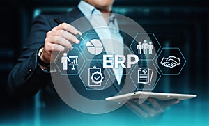 Enterprise Resource Planning ERP Corporate Company Management Business Internet Technology Concept