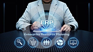 Enterprise Resource Planning ERP Corporate Company Management Business Internet Technology Concept