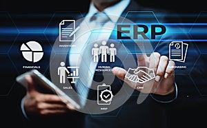 Enterprise Resource Planning ERP Corporate Company Management Business Internet Technology Concept photo