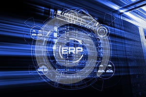 Enterprise Resource Planning ERP system management, motion 3d render photo