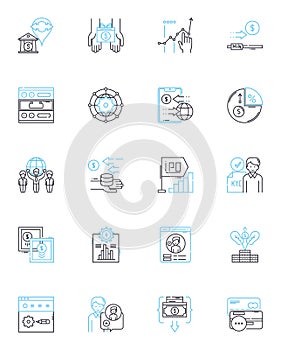 Enterprise returns linear icons set. Refunds, Returns, Reimbursement, Exchanges, Reparations, Restitutions