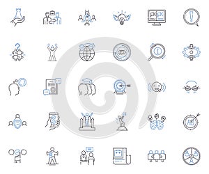 Enterprise targets line icons collection. Growth, Profit, Efficiency, Expansion, Innovation, Competitiveness photo