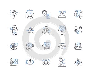 Enterprise vision line icons collection. Strategy, Innovation, Leadership, Growth, Sustainability, Progress, Direction photo