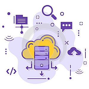 Enterprises Remote Storage Vector Icon Design, Cloud computing and Internet hosting services Symbol,  Web Services stock illustrat