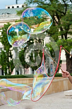 Entertainer making bubbles