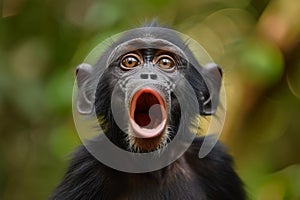 Entertaining Ape shocked funny. Generate Ai