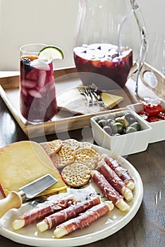 Entertaining with red sangria and party hors D'oeuvres