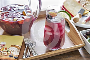 Entertaining with red sangria and party hors D'oeuvres