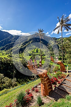 Entertainment center in Valle del Cocora Valley with tall wax palm trees. Salento, Quindio department. Colombia