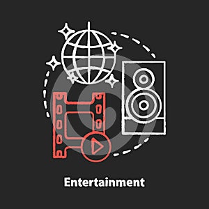 Entertainment chalk concept icon. Mass media company idea. Show business. Leisure and pastime. Amusement industry