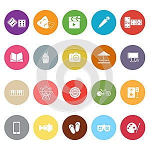 Entertainment flat icons on white background