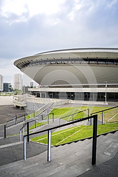 Entertainment hall called Spodek in city center of Katowice, Pol