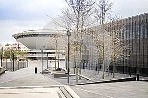 Entertainment hall called Spodek in city center of Katowice, Pol