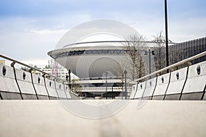 Entertainment hall called Spodek in city center of Katowice, Pol