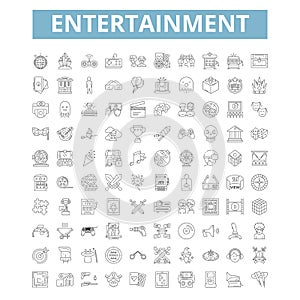 Entertainment icons, line symbols, web signs, vector set, isolated illustration