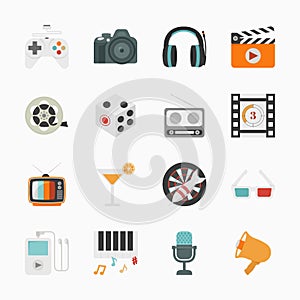 Entertainment Icons with White Background