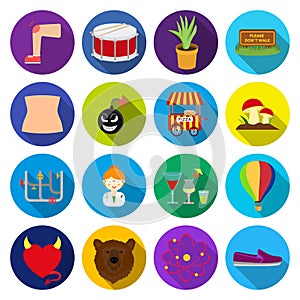 Entertainment, restaurant, fitness and other web icon in flat style. medicine, recreation, flying icons in set