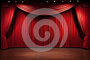 Entertainment velvet performance stage cinema theater opera red curtain art show spotlight