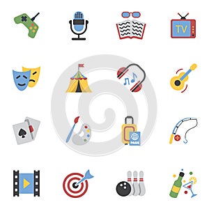 Entertainments Icons Flat