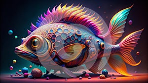 Enthralling 3D Render of an Abstract Sea Creature Violet Purple Night Photography a Modern Art Illustration photo