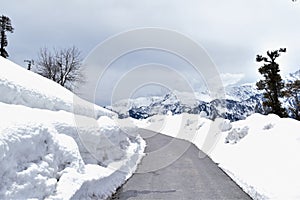 Enthralling mountain road of Leh Manali higway leading to Rohtang pass near Manali Himachal Pradesh photo