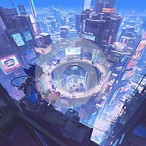 Enthralling Virtual Reality Cityscape photo
